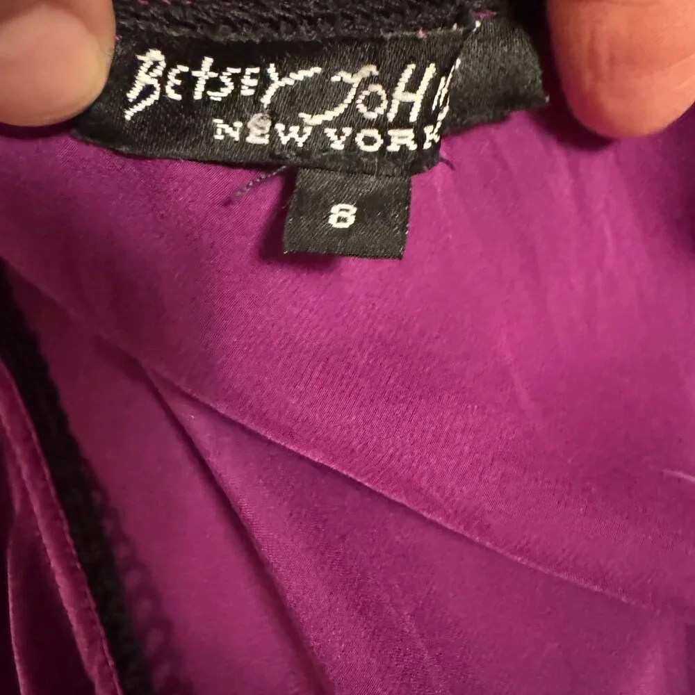 Vintage Betsey Johnson 90s/Y2K Fuschia silk bias cut milkmaid dress - Picture 4 of 4